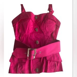 Marineblu vintage hot pink tank with belt. Fuchsia. Size S